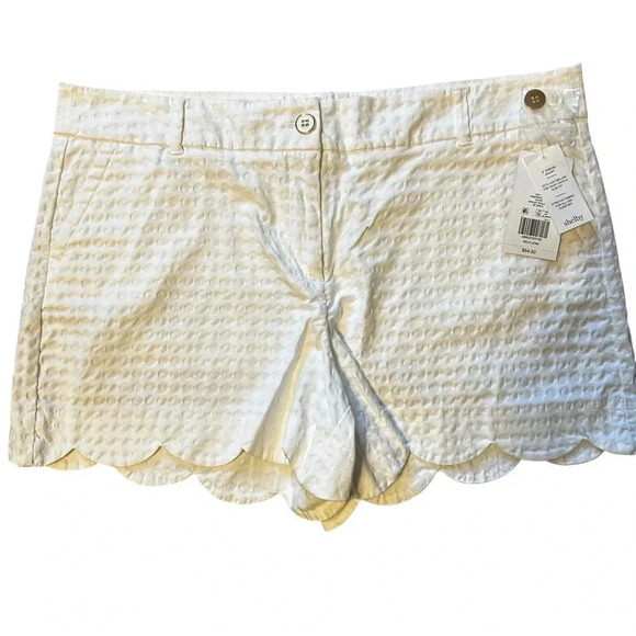 crown & ivy Pants - NWT Crown & Ivy Womens 16 Scalloped Shelby Shorts White Stretch